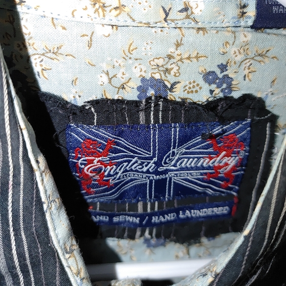 English Laundry hand-sewn hand laundered striped embroidered button down shirt S - Picture 3 of 9